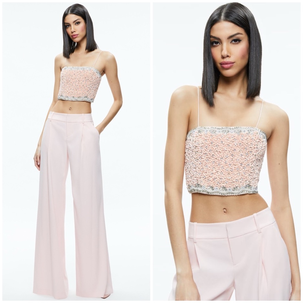 ALICE + OLIVIA Ceresi Embellished Spaghetti Strap Top